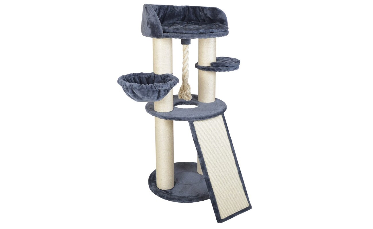 Scratching post and resting place for cats PROMINENT PERSIAN S (grey). Made of plush and natural sisal. Dimensions 60 x 60 x 141 cm.