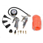 <p>Set of accessories for HECHT compressors. The set contains a 5 m pressure spiral hose for connecting the gun to a compressor with 1/4 "quick couplings. Gun with a manometer for inflating tires