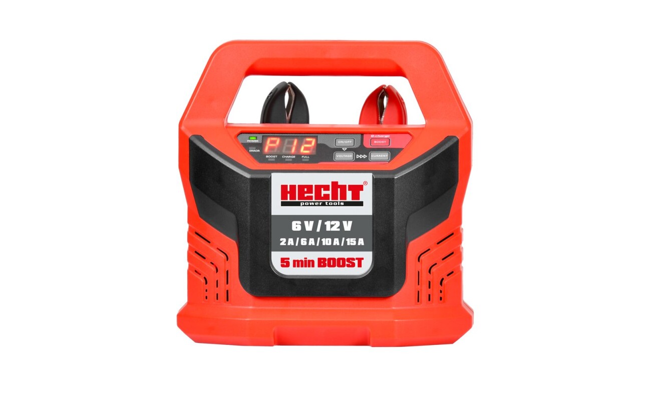 Smart automatic charger for 12V batteries. Charging current 2 - 15 A. BOOST function. Integrated 12 volt socket.