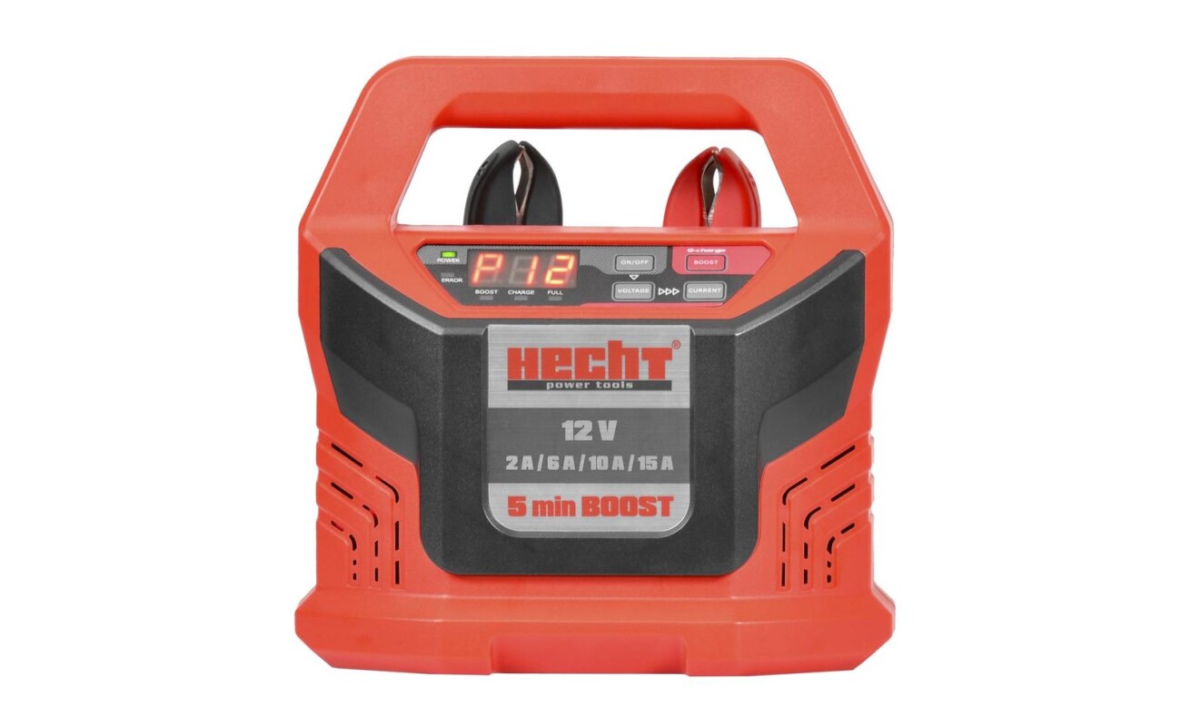Intelligent automatic 12 V battery charger. Charging current 2 - 15 A. Fast charging function BOOST. Integrated 12 V socket.