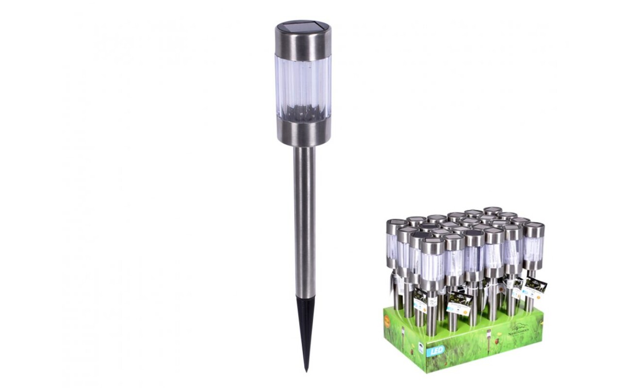 1 warm white LED 6500 - 9000K. Amorphous solar panel