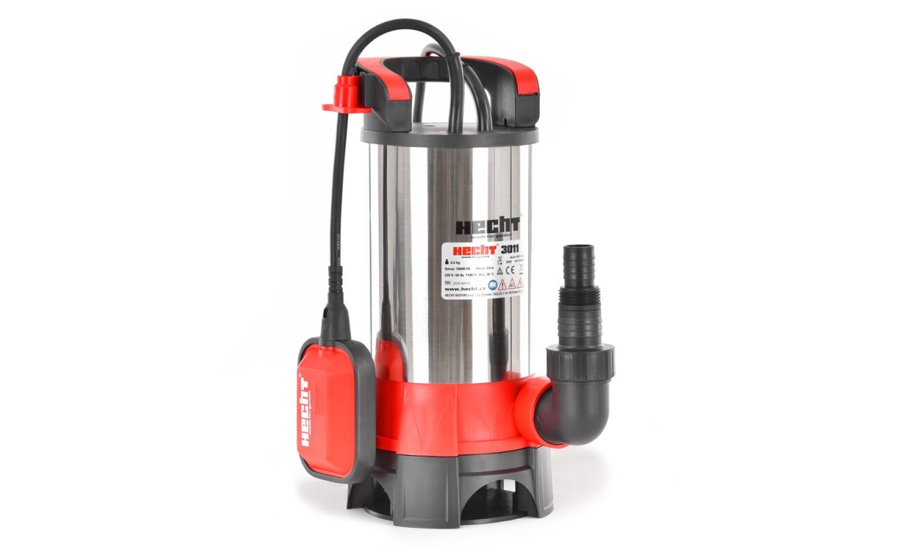Submersible electric water pump suitable for dirty water. 10 m rubbered power cable.
