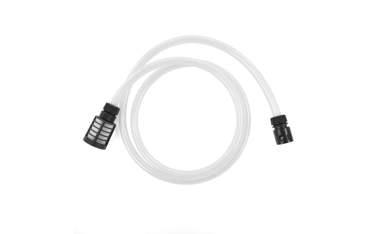 Hose with basket for self-priming washing machines