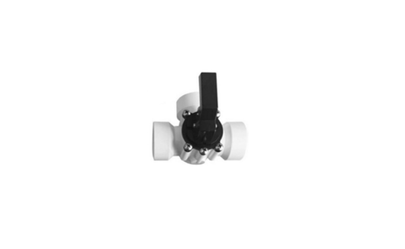 Three-way valve suitable for 32/38 mm pool hoses (flanges not included).