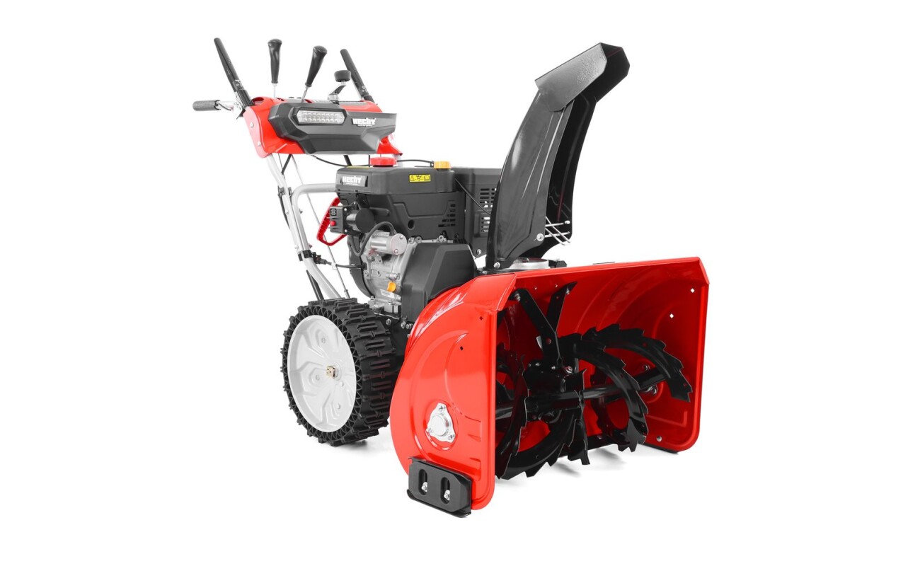 The HECHT 9676 two-stage petrol snow blower is a robust machine designed for quick and efficient snow clearance on driveways