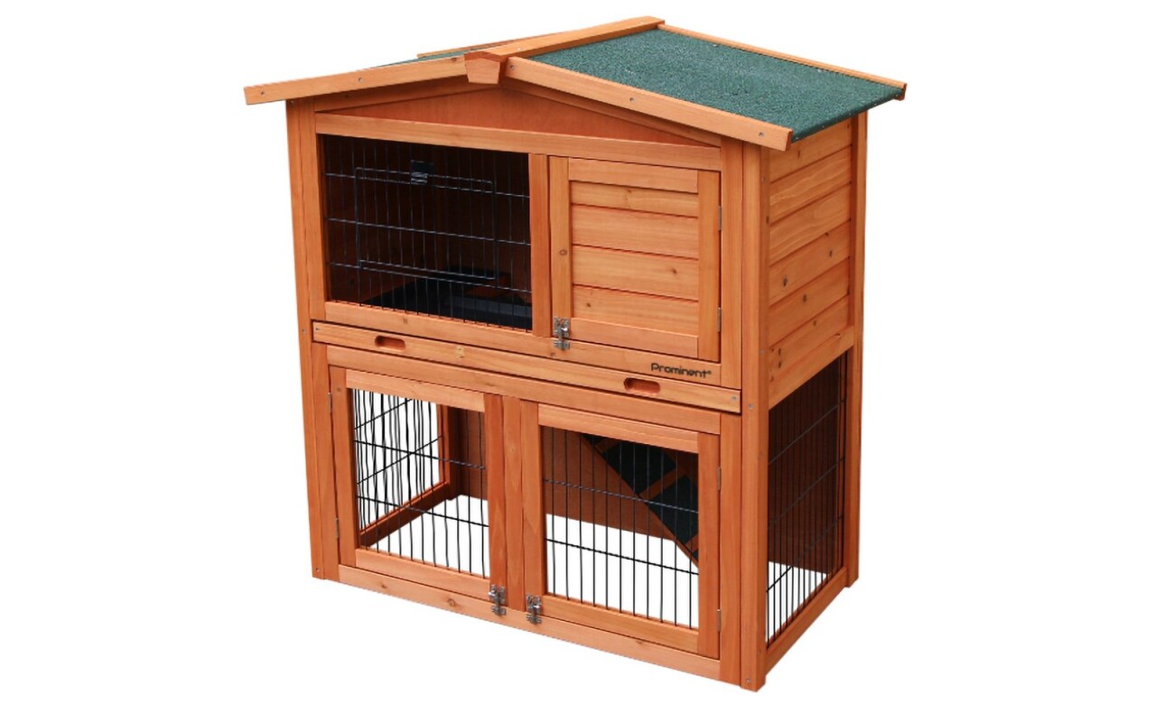 Prominent Raphaelo is a two-storey rabbit hutch made from durable fir wood with practical doors for easy access. It provides ample space for keeping rabbits and other small rodents.