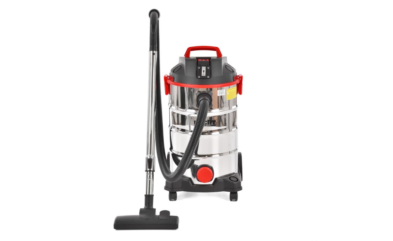 Electric vacuum cleaner (wet-dry). Power input 1400 W. Tank capacity 35 litres. Integrated socket for connecting another appliance - automatically switch on in 3 seconds vacuum cleaner. Can be used as a blower.