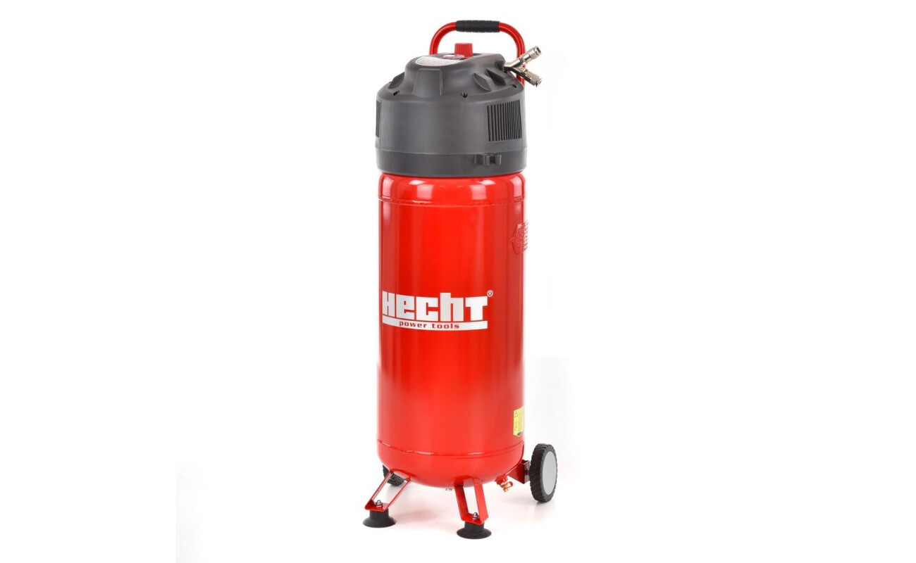 Oil-free vertical silent compressor. Air tank 50 litres. Max pressure 10 bar. Max suction power 240 litres / min. Input power 1500 W / 230 V/50 Hz. Weight 22