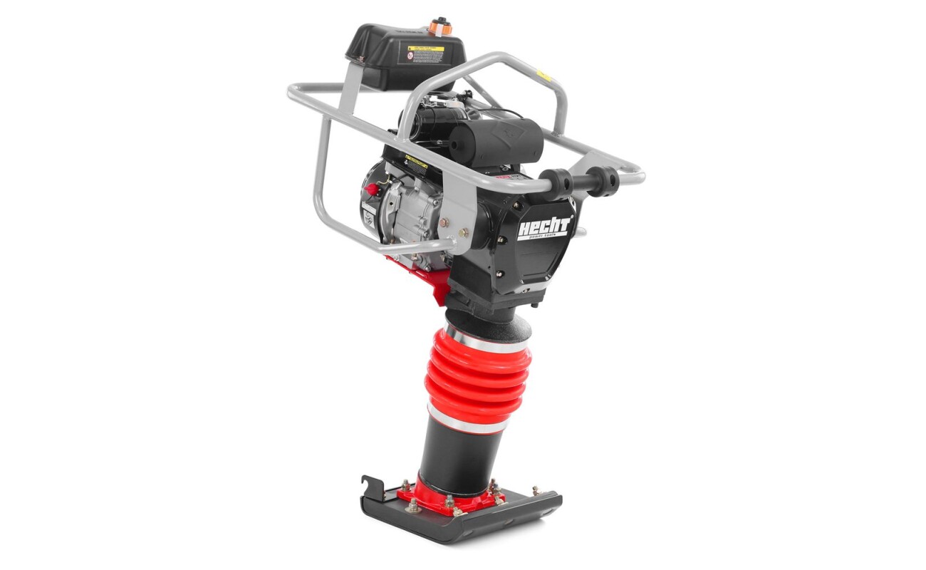 Motorized vibration rammer with a 196 cm3 engine. Plate size 34.5 x 28.5 cm. Weight 82 kg.