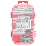 <p>Practical set of <strong>170 wall plugs and screws</strong> for wide use in assembly