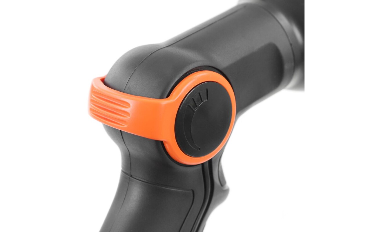 continuous flow regulation and ergonomic rubberised handle.