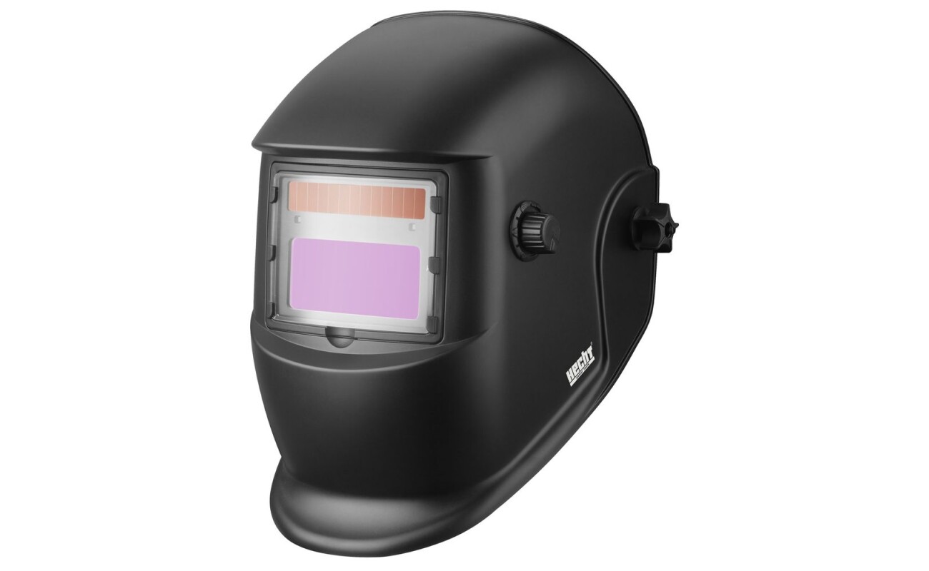 Protective welding shield. Filter dimension 110 x 90 mm. Viewing dimension 92 x 42 mm. Self-darkening in less than 1/25000 s.