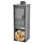 <p>Steel wood burning stove with an output 5 - 7 kW. Fireclay lined fireplace